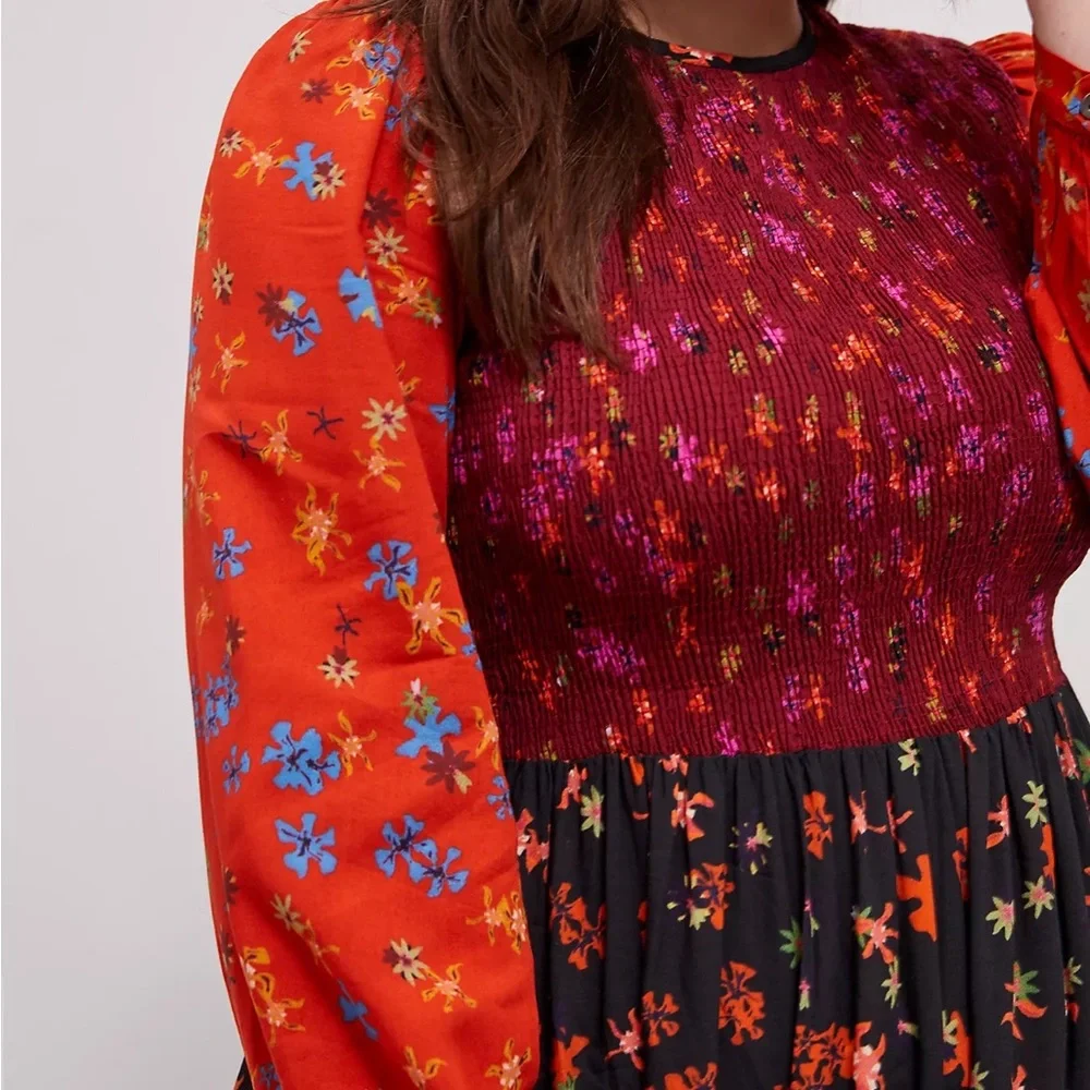 Anthropologie Bl-nk Brittany Floral Smocked Maxi Dress Sz XS Z526-40_8